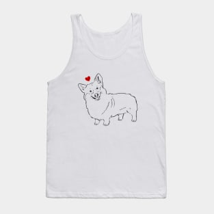 Corgi Lover, Cute Corgi, Corgi with Heart Tank Top